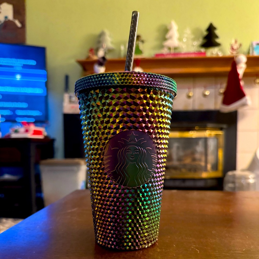 Starbucks Tumbler studded oil slick rainbow 16oz